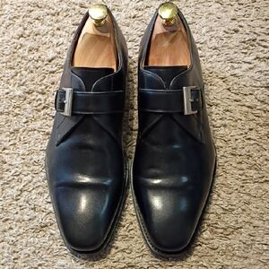 Magnanni Black Leather Loafers with Buckle